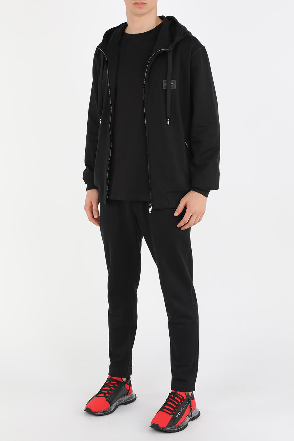 Cotton Zip Up Hoodie in Black